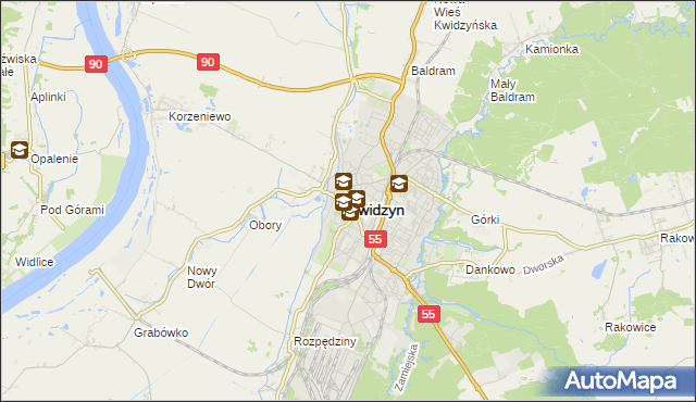 mapa Kwidzyn, Kwidzyn na mapie Targeo