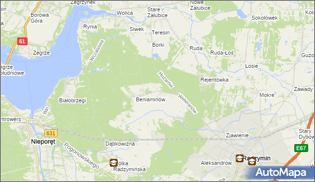 mapa Łąki gmina Radzymin, Łąki gmina Radzymin na mapie Targeo