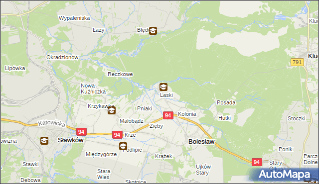 mapa Laski gmina Bolesław, Laski gmina Bolesław na mapie Targeo