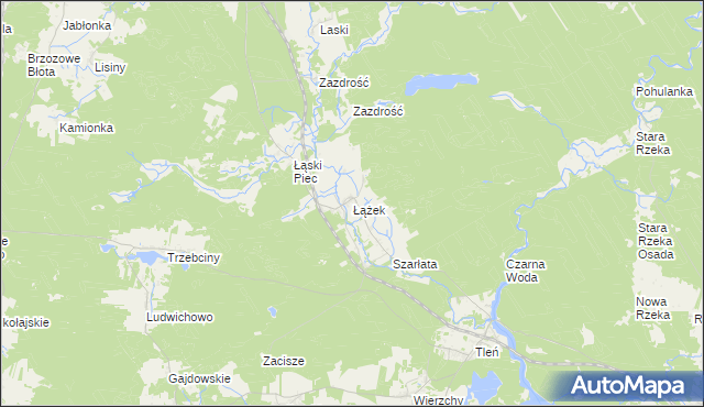 mapa Łążek gmina Osie, Łążek gmina Osie na mapie Targeo