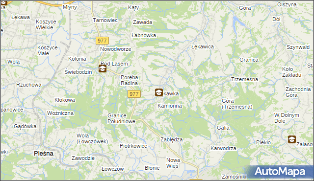 mapa Łękawka, Łękawka na mapie Targeo