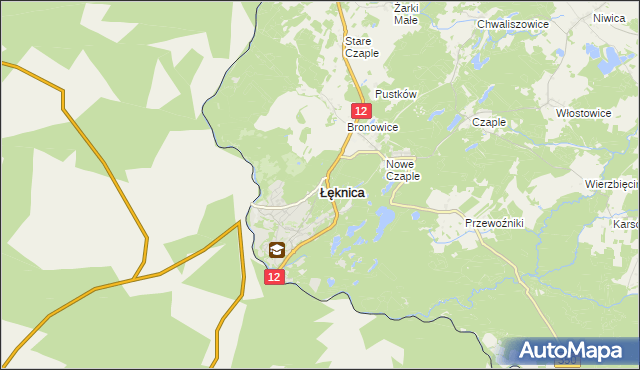 mapa Łęknica powiat żarski, Łęknica powiat żarski na mapie Targeo