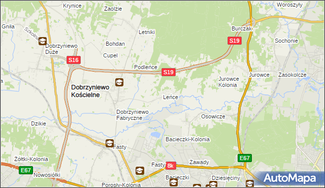 mapa Leńce, Leńce na mapie Targeo