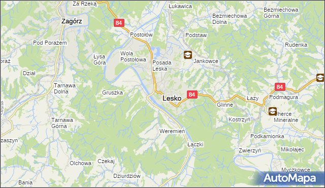 mapa Lesko, Lesko na mapie Targeo
