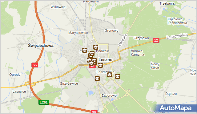 mapa Leszno, Leszno na mapie Targeo