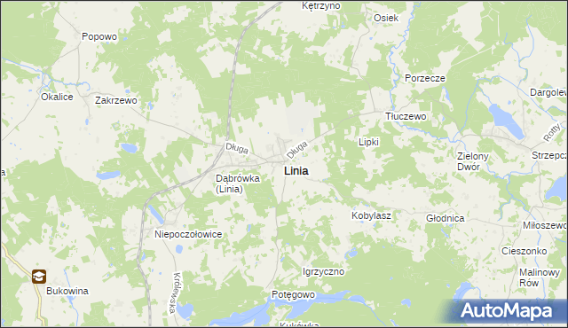 mapa Linia powiat wejherowski, Linia powiat wejherowski na mapie Targeo