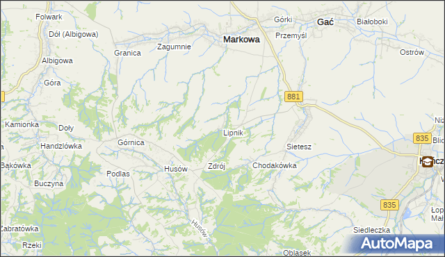mapa Lipnik gmina Kańczuga, Lipnik gmina Kańczuga na mapie Targeo