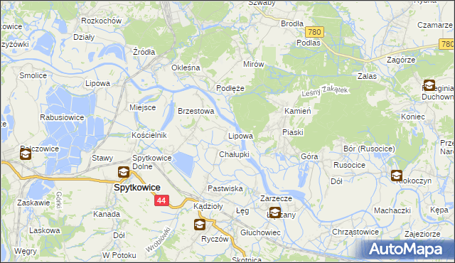 mapa Lipowa gmina Spytkowice, Lipowa gmina Spytkowice na mapie Targeo