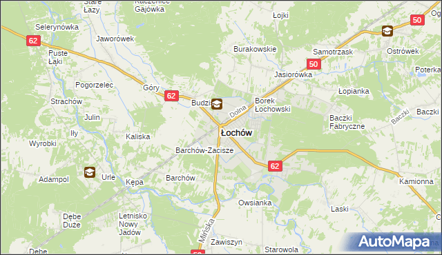 mapa Łochów powiat węgrowski, Łochów powiat węgrowski na mapie Targeo