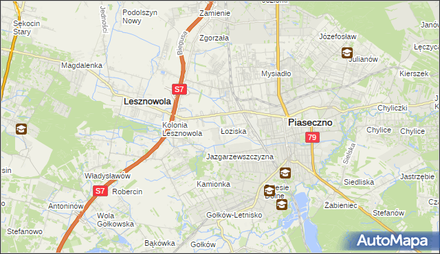 mapa Łoziska, Łoziska na mapie Targeo