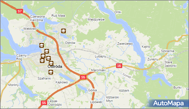 mapa Lubajny, Lubajny na mapie Targeo