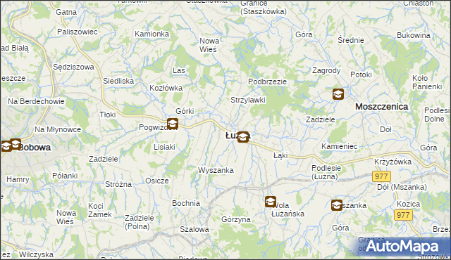 mapa Łużna, Łużna na mapie Targeo