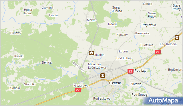 mapa Malachin, Malachin na mapie Targeo