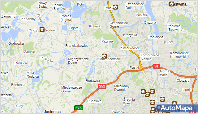 mapa Mazańcowice, Mazańcowice na mapie Targeo