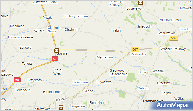 mapa Męczenino, Męczenino na mapie Targeo