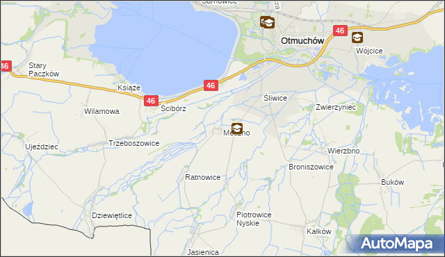 mapa Meszno gmina Otmuchów, Meszno gmina Otmuchów na mapie Targeo