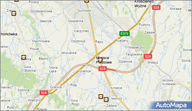 mapa Miejsce Piastowe, Miejsce Piastowe na mapie Targeo