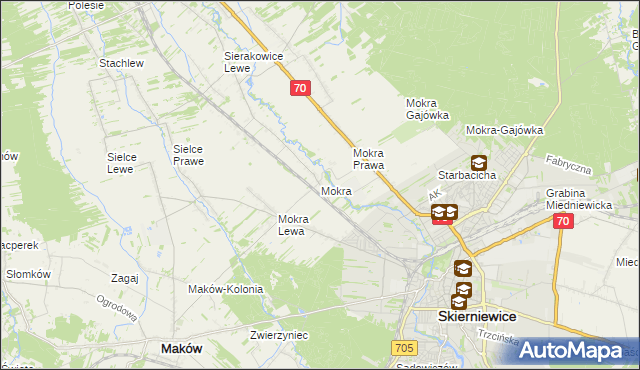 mapa Mokra gmina Skierniewice, Mokra gmina Skierniewice na mapie Targeo