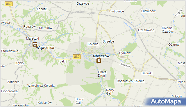 mapa Nałęczów powiat puławski, Nałęczów powiat puławski na mapie Targeo