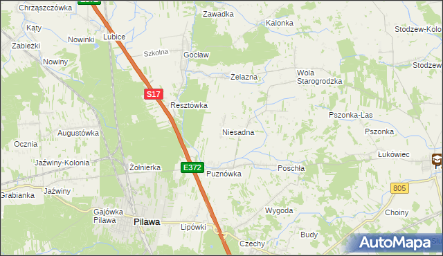 mapa Niesadna, Niesadna na mapie Targeo