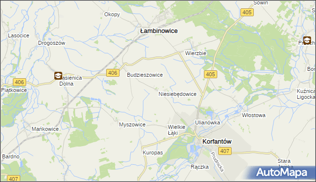 mapa Niesiebędowice, Niesiebędowice na mapie Targeo