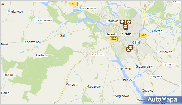 mapa Nochowo, Nochowo na mapie Targeo