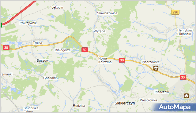 mapa Nowa Karczma gmina Siekierczyn, Nowa Karczma gmina Siekierczyn na mapie Targeo