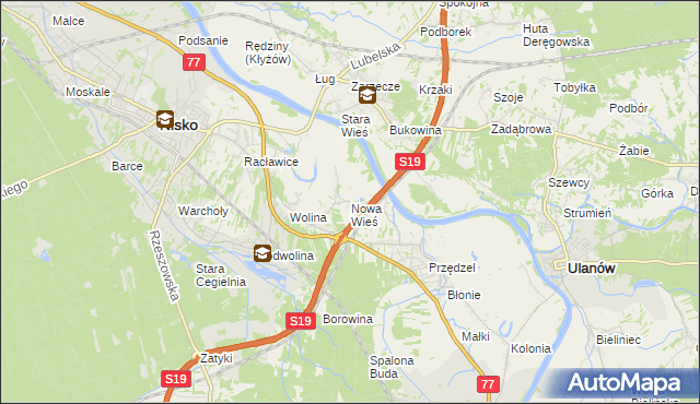 mapa Nowa Wieś gmina Nisko, Nowa Wieś gmina Nisko na mapie Targeo