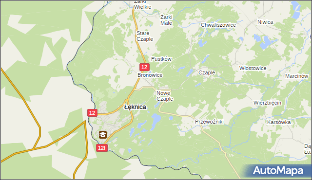 mapa Nowe Czaple gmina Trzebiel, Nowe Czaple gmina Trzebiel na mapie Targeo