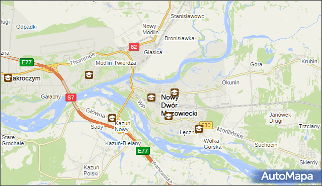 mapa Nowy Dwór Mazowiecki, Nowy Dwór Mazowiecki na mapie Targeo