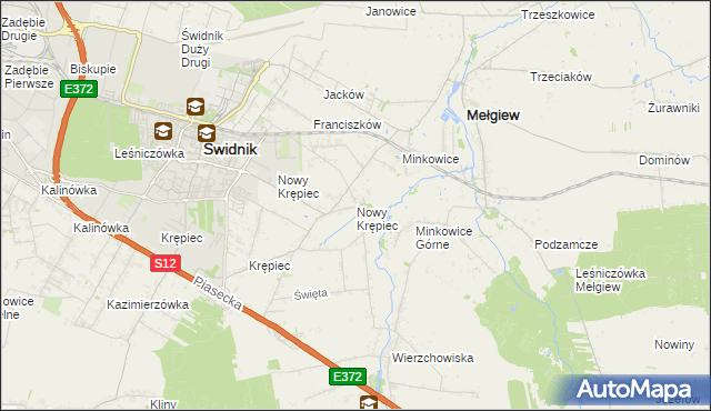 mapa Nowy Krępiec, Nowy Krępiec na mapie Targeo