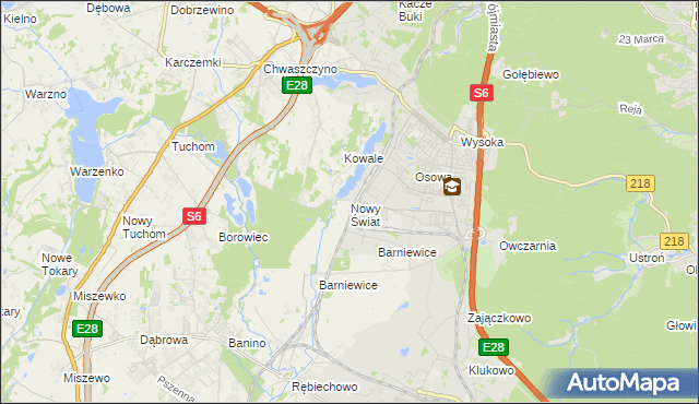 mapa Nowy Świat gmina Żukowo, Nowy Świat gmina Żukowo na mapie Targeo