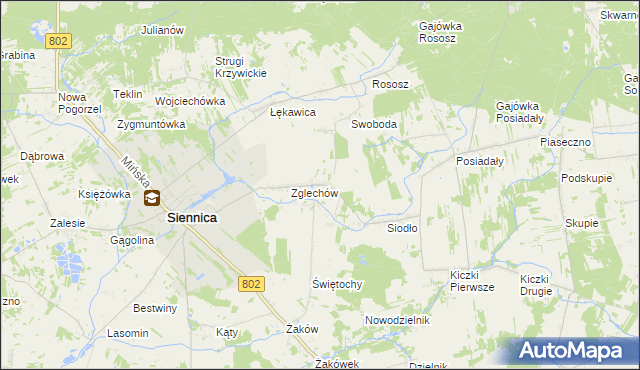 mapa Nowy Zglechów, Nowy Zglechów na mapie Targeo