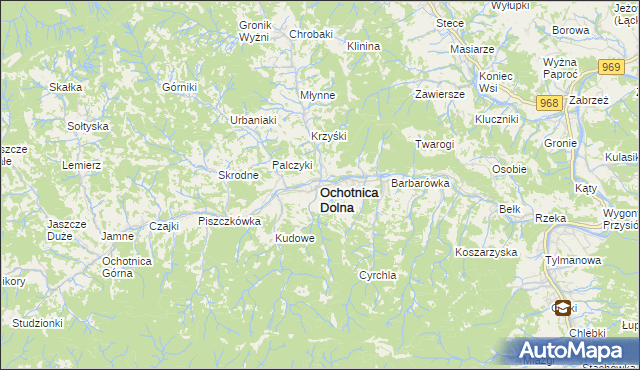 mapa Ochotnica Dolna, Ochotnica Dolna na mapie Targeo