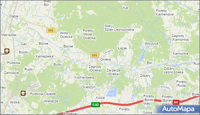 mapa Ocieka, Ocieka na mapie Targeo