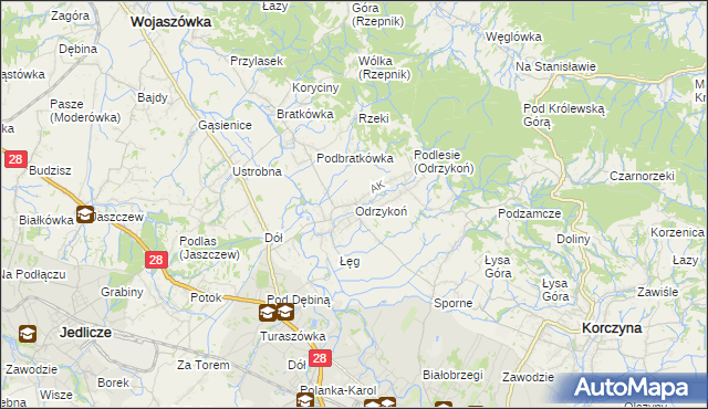 mapa Odrzykoń, Odrzykoń na mapie Targeo