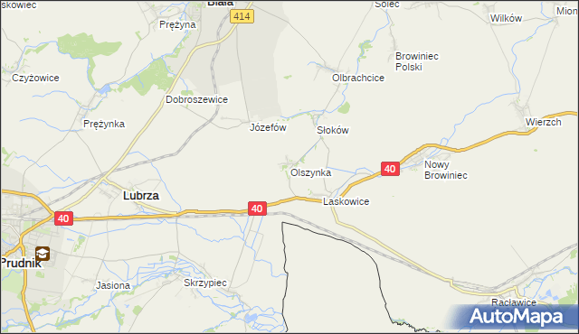 mapa Olszynka gmina Lubrza, Olszynka gmina Lubrza na mapie Targeo