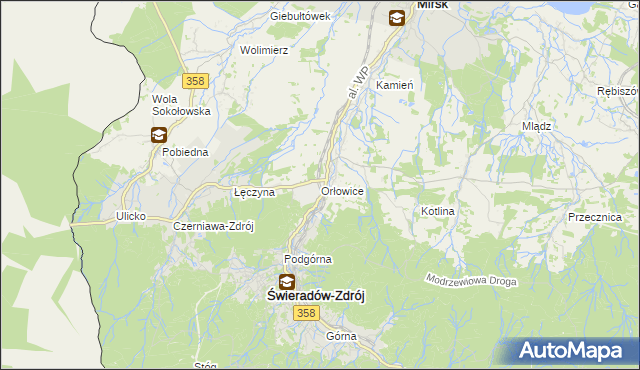 mapa Orłowice, Orłowice na mapie Targeo
