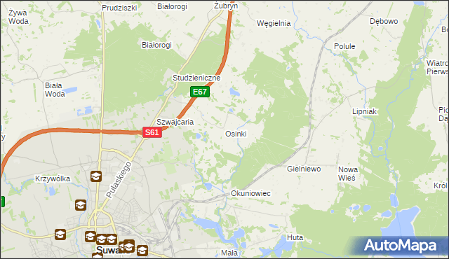 mapa Osinki gmina Suwałki, Osinki gmina Suwałki na mapie Targeo