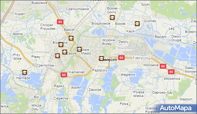 mapa Oświęcimia, Oświęcim na mapie Targeo