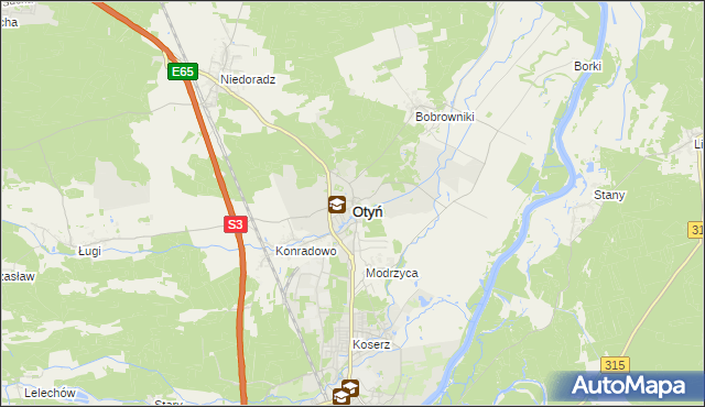 mapa Otyń, Otyń na mapie Targeo