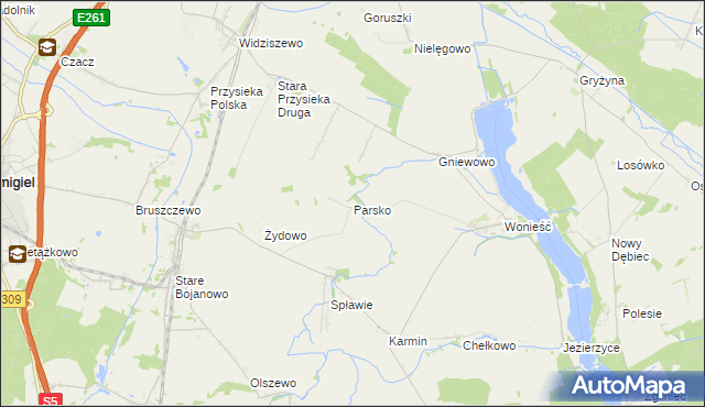 mapa Parsko, Parsko na mapie Targeo