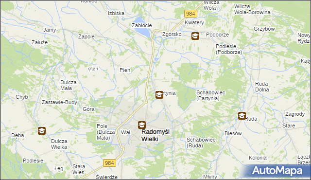 mapa Partynia, Partynia na mapie Targeo