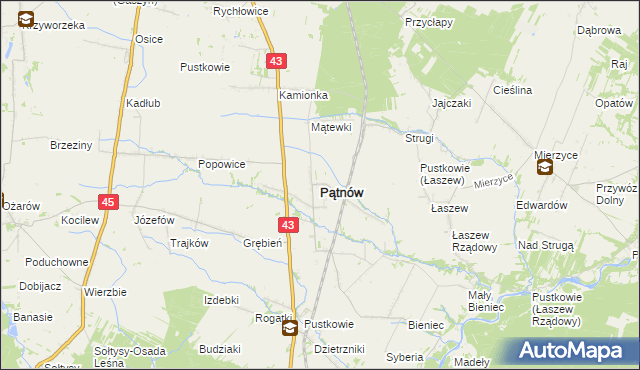 mapa Pątnów powiat wieluński, Pątnów powiat wieluński na mapie Targeo