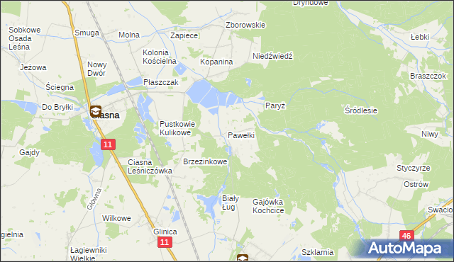 mapa Pawełki gmina Kochanowice, Pawełki gmina Kochanowice na mapie Targeo