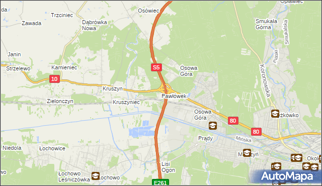 mapa Pawłówek gmina Sicienko, Pawłówek gmina Sicienko na mapie Targeo