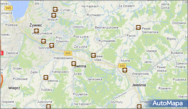 mapa Pewel Mała, Pewel Mała na mapie Targeo