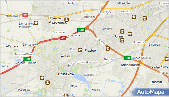 mapa Piastów powiat pruszkowski, Piastów powiat pruszkowski na mapie Targeo