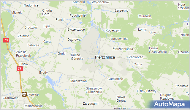 mapa Pierzchnica powiat kielecki, Pierzchnica powiat kielecki na mapie Targeo