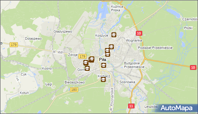 mapa Piły, Piła na mapie Targeo